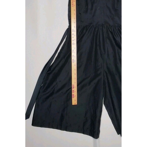 Jack Slote Crop Jumpsuit Large Black Embroidered Tie 60s 70s Vtg - Picture 9 of 13